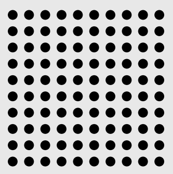 A grid of 10 by 10 ellipses