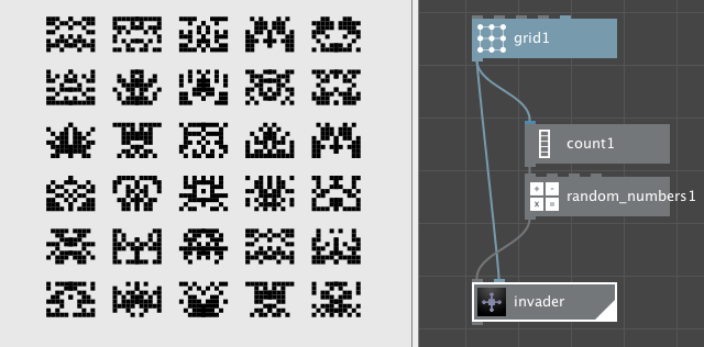 A grid of random invaders