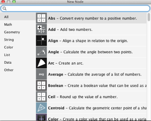 Node Selection Dialog